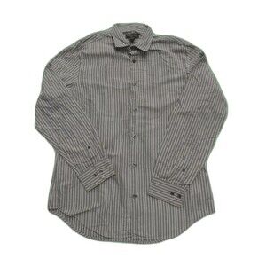 Banana Republic Men Shirt Size L Button Up Long Sleeve Gray Stripe